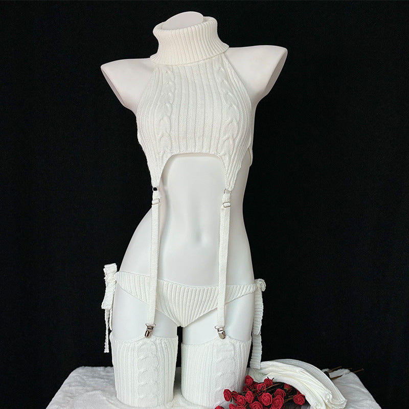 suspender knit sweater（White）