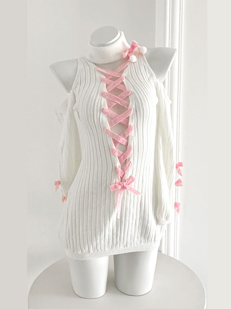 Hollow hip-hugging knitted sweater skirt