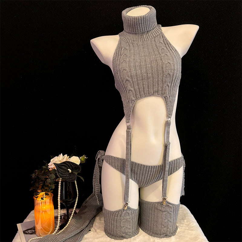 suspender knit sweater（Gray）