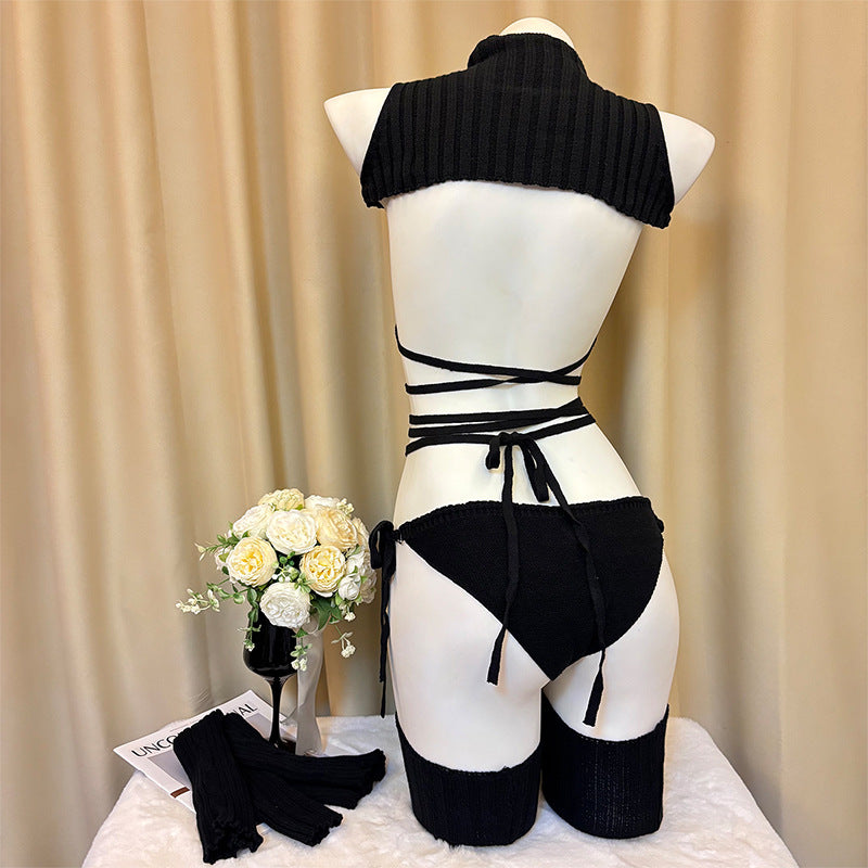 Sweater knitted underwear（Black)