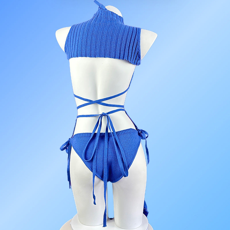Sweater knitted underwear（blue)