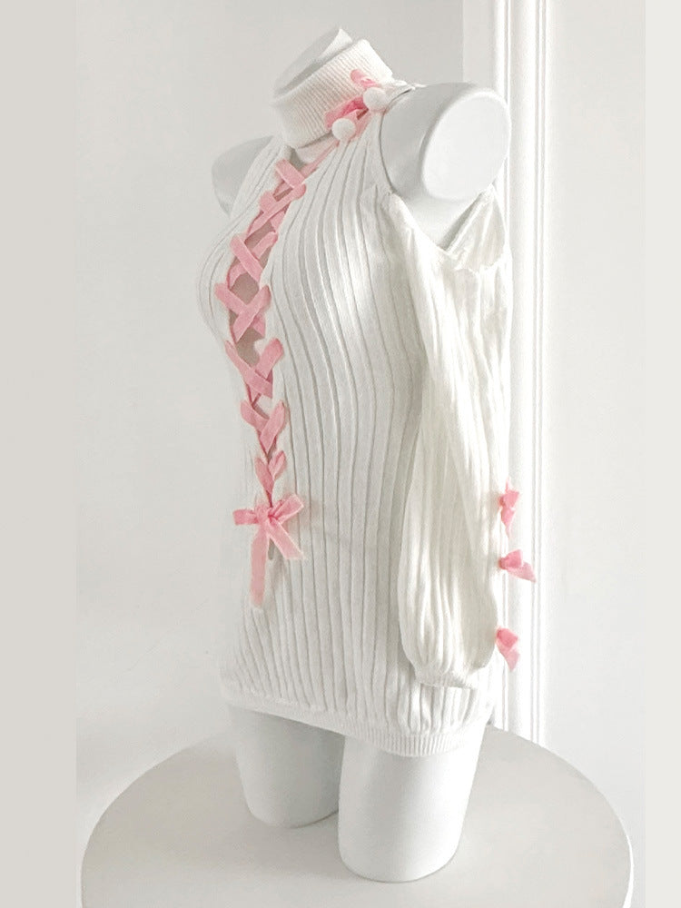Hollow hip-hugging knitted sweater skirt