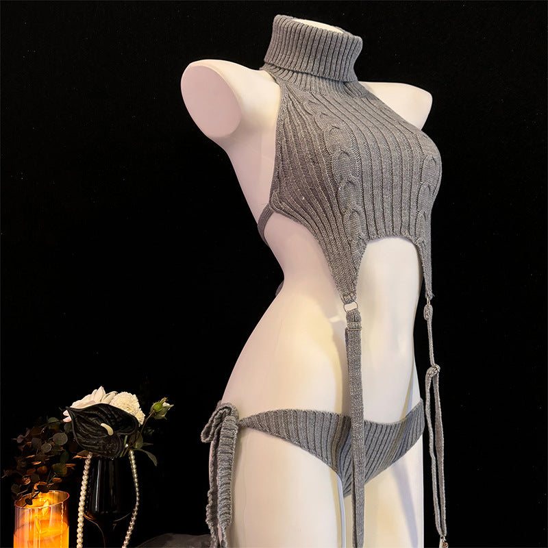 suspender knit sweater（Gray）