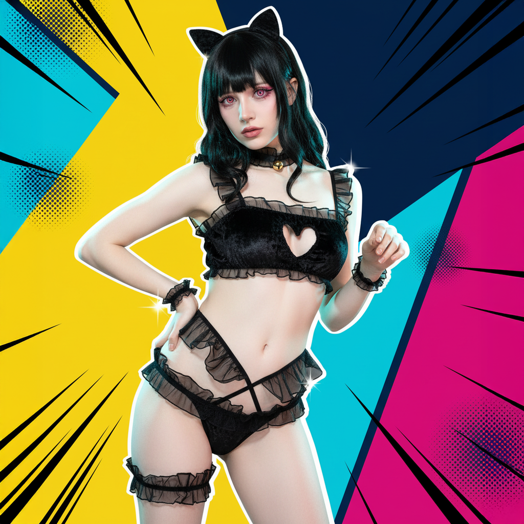 Gothic Kitty Lingerie Set（Black）