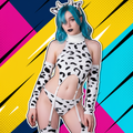Knit Cow Print Lingerie Set