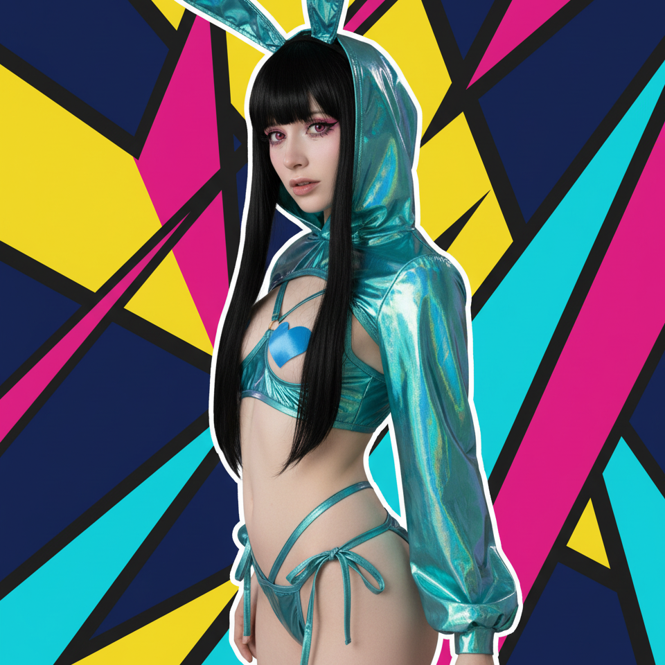 Blue Cyberpunk Bunny Laser Suit