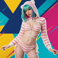 Fluffy Pink & White Stripe Cat Girl Cosplay Lingerie Set