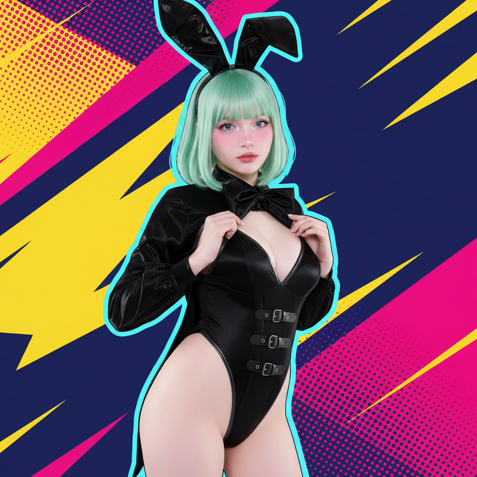 Liquid Shine Tuxedo Bunny Bodysuit