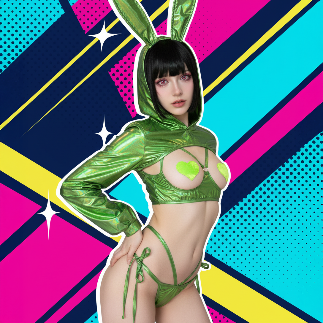 Green Cyberpunk Bunny Laser Suit